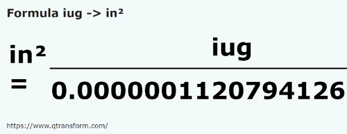 formula кадастровое ярмо в квадратный дюйм - iug в in²