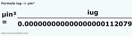 umrechnungsformel Katasterkrug in Quadratischer Mikrozoll - iug in µin²