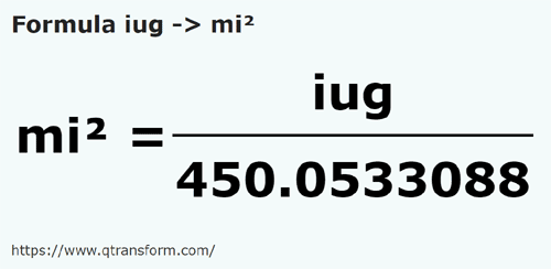 formula кадастровое ярмо в квадратная миля - iug в mi²
