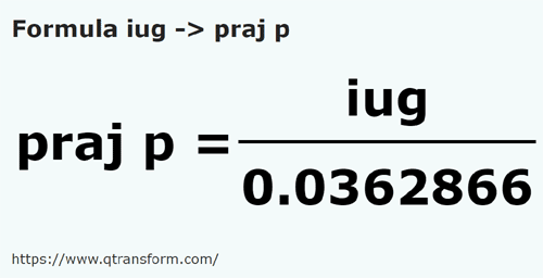 formule Kadastraal iugăr naar Prăjini pogonesti - iug naar praj p