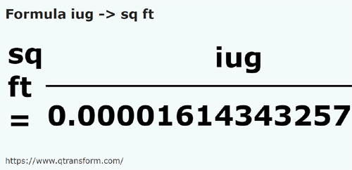 formula кадастровое ярмо в квадратный фут - iug в sq ft