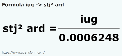formula Jarzmo katastralne na Stânjeni kwadratowy w Transylwanii - iug na stj² ard