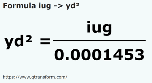 formula Jarzmo katastralne na Jard kwadratowy - iug na yd²