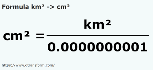 formulu Kilometrekare ila Santimetrekare - km² ila cm²