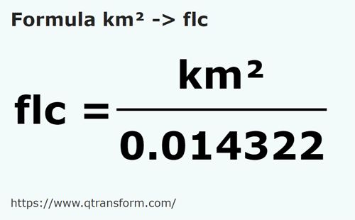 formule Vierkante kilometer naar Falce - km² naar flc