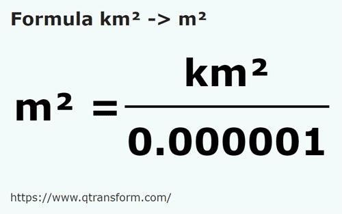 Kilometros cuadrados a Metros cuadrados - km² a m² convertir km² a m²