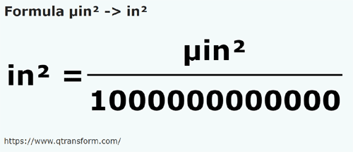 formula Mikrocale kwadratowe na Cal kwadratowy - µin² na in²