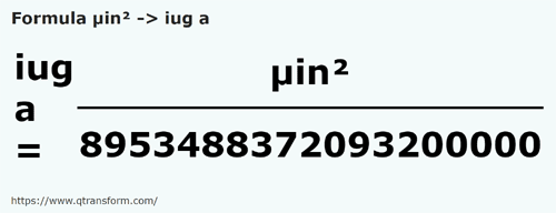 formula Micropulgadas cuadradas a Iugăre de Transilvania - µin² a iug a