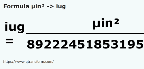 formule Vierkante microinch naar Kadastraal iugăr - µin² naar iug