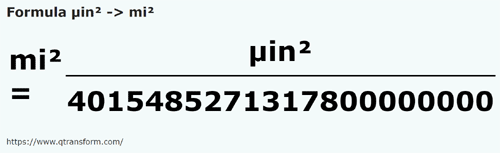 formula Microinchi pătrați in Mile pătrate - µin² in mi²