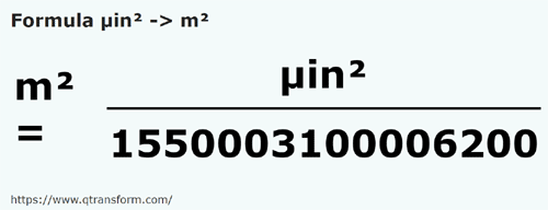 formula Square microinchs to Square meters - µin² to m²