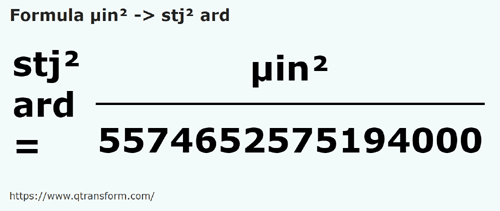 formula Microinchi pătrați in Stânjeni pătrati ardelenesti - µin² in stj² ard