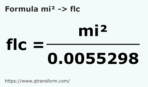 formula Milhas quadradas em Fălcele - mi² em flc