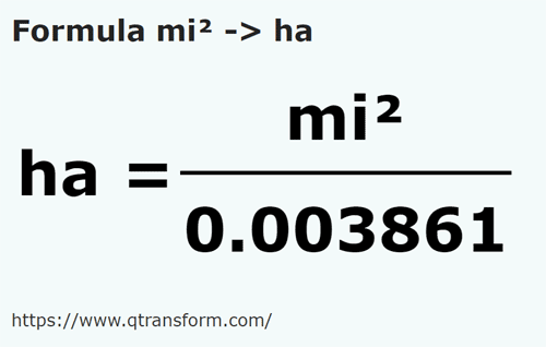 formula Square miles to Hectares - mi² to ha