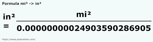 formula Mila kwadratowa na Cal kwadratowy - mi² na in²