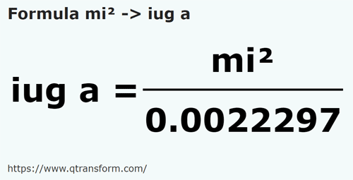 formule Vierkante mijl naar Transsylvanische iugăr - mi² naar iug a