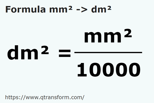 Milimetros cuadrados a Decimetros cuadrados - mm² a dm² convertir mm² a dm²