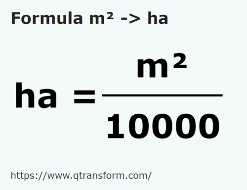 formula Metri patrati in Hectare - m² in ha