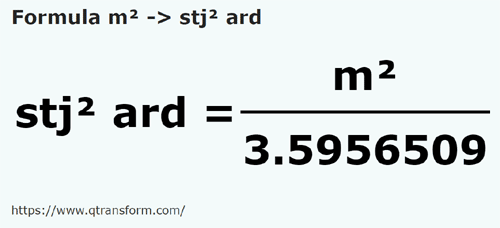 formula Metri patrati in Stânjeni pătrati ardelenesti - m² in stj² ard