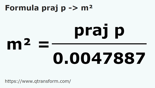 formula Prăjini pogonesti in Metri patrati - praj p in m²