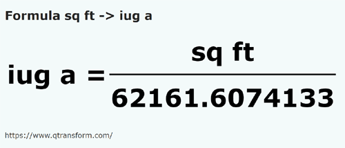 formula квадратный фут в Трансильванская деревенщина - sq ft в iug a