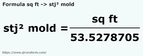 formula Pies cuadrados a Stânjenes cuadrados moldavo - sq ft a stj² mold
