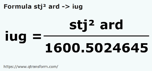 formule Transsylvaanse vierkante Stanjen naar Kadastraal iugăr - stj² ard naar iug