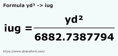 formula Halaman persegi kepada Iugăre cadastrale - yd² kepada iug