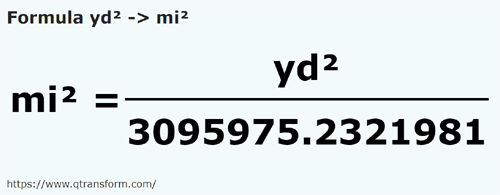 formula Square yards to Square miles - yd² to mi²
