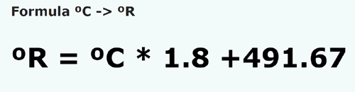 formula Darjah Celsius kepada Darjah Rankine - °C kepada °R