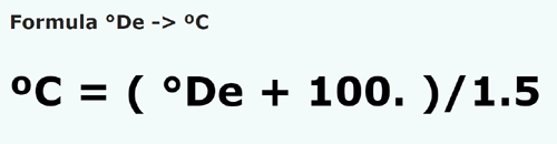 formula Grade Delisle in Grade Celsius - °De in °C