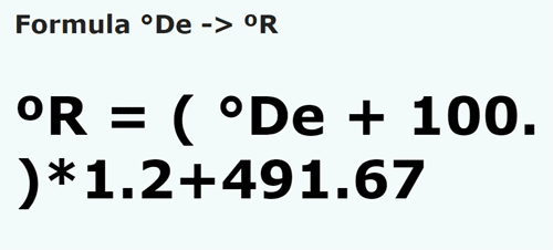 formula Delisle to Rankine - °De to °R