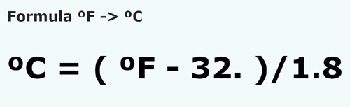 formula Gradi Fahrenheit in Gradi Celsius - °F in °C