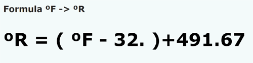 formula Stopni Fahrenheita na Stopnie Rankine - °F na °R