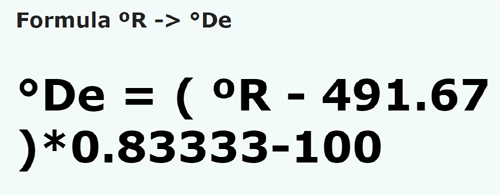 formula Grade Rankine in Grade Delisle - °R in °De