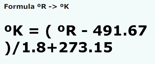 formula степень Ранкина в градус Кельвина - °R в °K