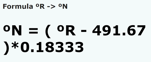 formula степень Ранкина в градус Ньютона - °R в °N