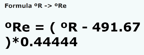 formule Degrés Rankine en Degrés Reaumur - °R en °Re