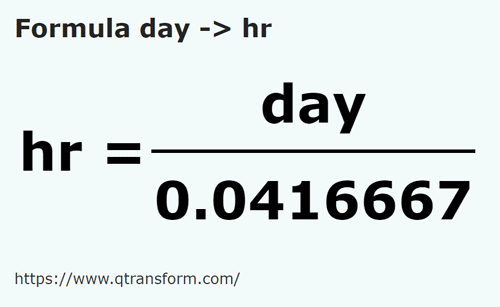 formula Days to Hours - day to hr