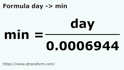 formule Jours en Minutes - day en min