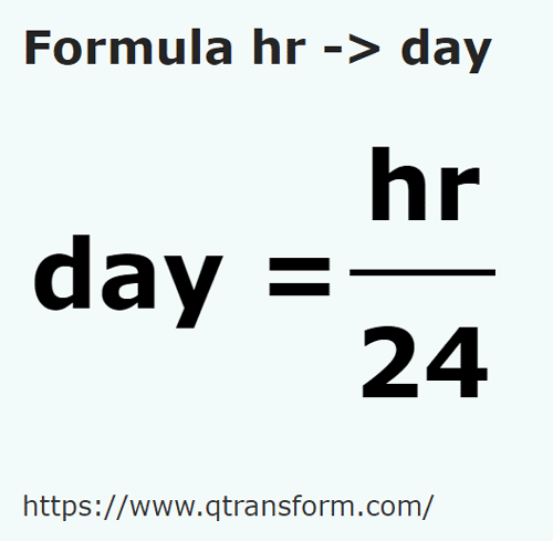 formula Hours to Days - hr to day
