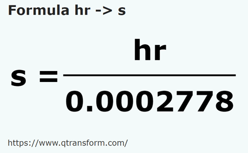 formula часы в секунда - hr в s