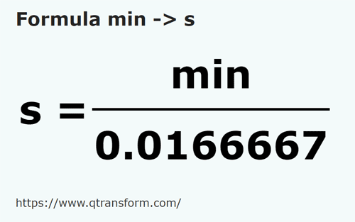 formula Minute in Secunde - min in s