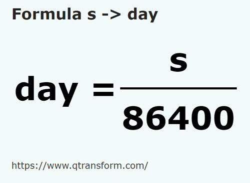 formula Secunde in Zile - s in day