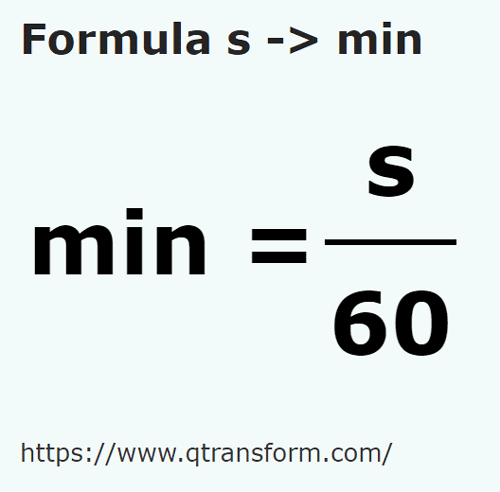 formula Secunde in Minute - s in min