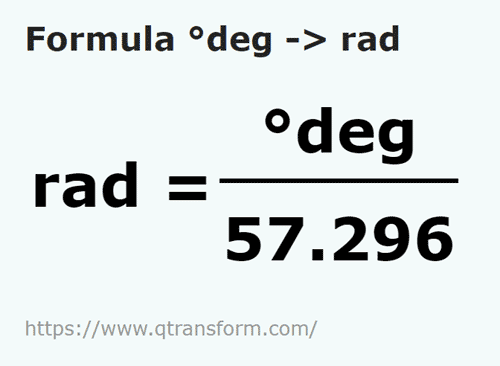 formula Grade in Radiani - °deg in rad