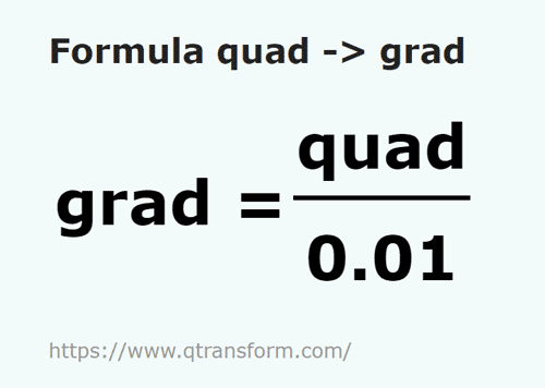 formule Quadrants en Gradians - quad en grad