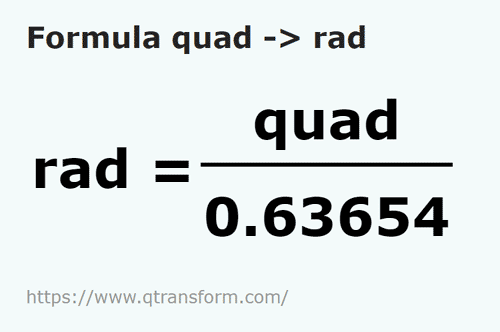 formula ćwiartka koła na Radiany - quad na rad