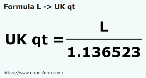 formula Litros em Sferturi de galon britanic - L em UK qt