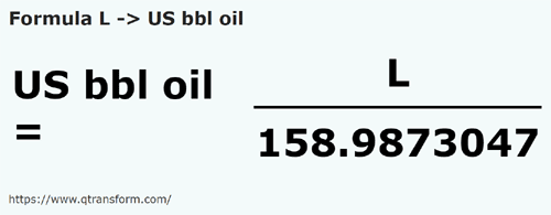 formule Liter naar Amerikaanse vaten (olie) - L naar US bbl oil